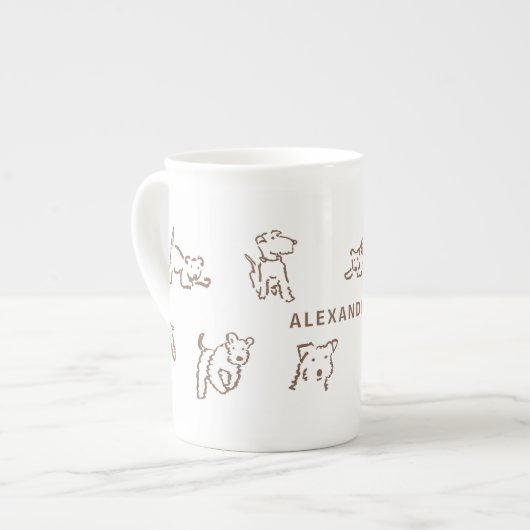 Fox Terrier Personalized ボーンチャイナマグカップ (正面左)