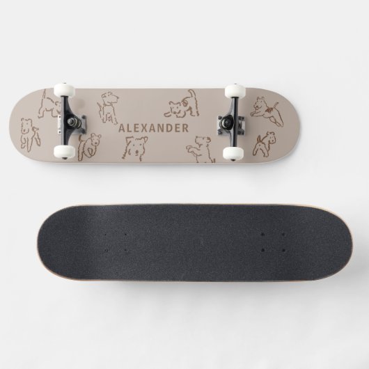 Fox Terrier Personalized Name Skateboard スケートボード (横)