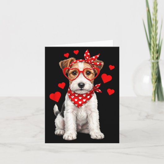 Fox Terrier Valentines Day Wirehaired Dog Lover He カード (正面)