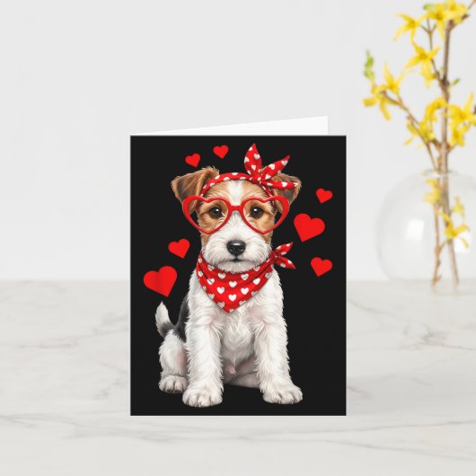 Fox Terrier Valentines Day Wirehaired Dog Lover He カード (黄色い花)