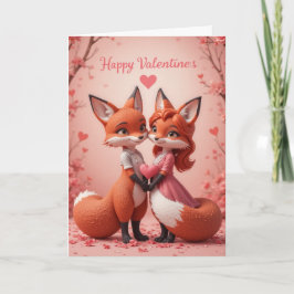 Fox Valentine Cute Woodland Animal Love  シーズンカード