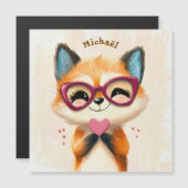 Fox Valentine's Day Heart Badge Kids School (正面/裏面)