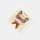 Fox Valentine's Day Heart Badge Kids School スタンダードカクテルナプキン (角)