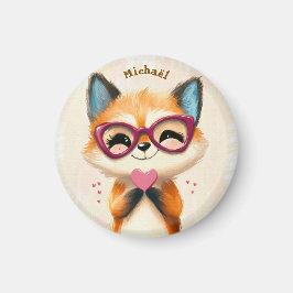Fox Valentine's Day Heart Badge - Kids School  マグネット