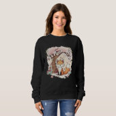 Fox Vaporwave Under Cherry Blossom Japanese Aesthe スウェットシャツ (正面フル)