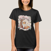 Fox Vaporwave Under Cherry Blossom Japanese Aesthe Tシャツ (正面)