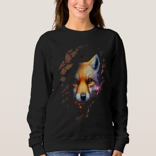 Fox Wall Animal Print Art Animal Lover Fox スウェットシャツ (正面)
