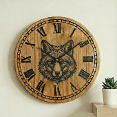 Fox Wall Clock - Wildlife Wooden Style  ラージ壁時計