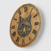 Fox Wall Clock - Wildlife Wooden Style  ラージ壁時計 (傾斜)