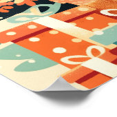 Fox with Christmas Tree and Gifts ポスター (角)