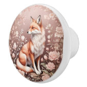 Fox With Dreamy Pink Floral セラミックノブ (右)
