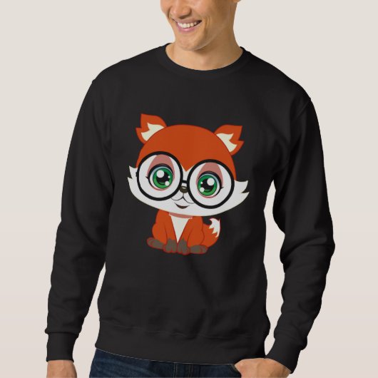 Fox with Glasses cutie Pet Nerd Nerdy Man Woman Ki スウェットシャツ (正面)