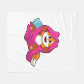 Fox with Pillow and Blanket フリースブランケット (正面(横))