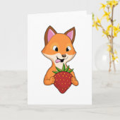 Fox with Strawberry カード (黄色い花)