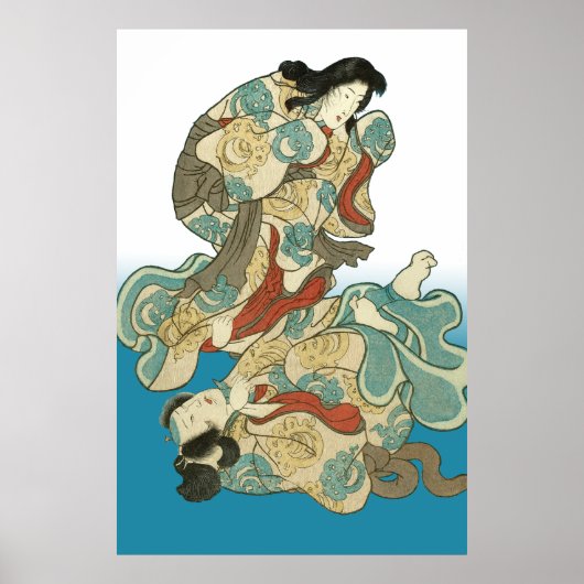 Fox-woman and fox-man Kuniyoshi - Asukai Masatsune ポスター (正面)