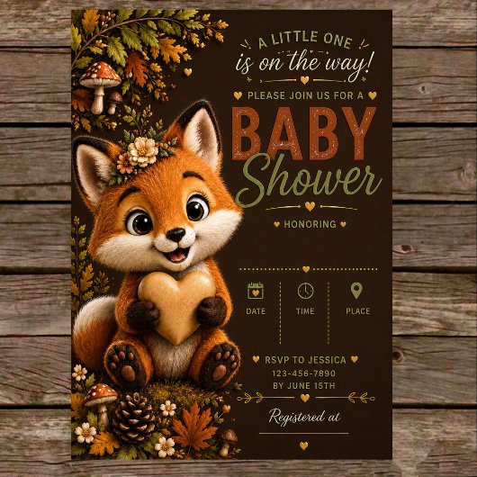 Fox Woodland Baby Shower Invitation 招待状