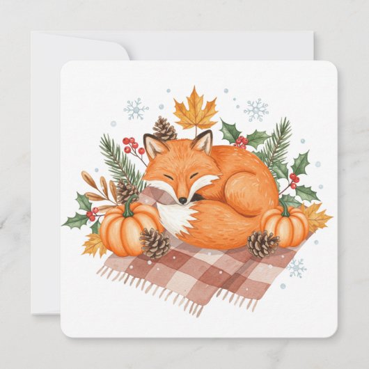 Foxand pumpkins thanksgiving card  カード (正面)