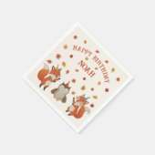 Foxes and Owl Woodland Fall Kids Birthday Party スタンダードカクテルナプキン (角)