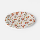 Foxes and Owl Woodland Fall Kids Birthday Party ペーパープレート (アングル)