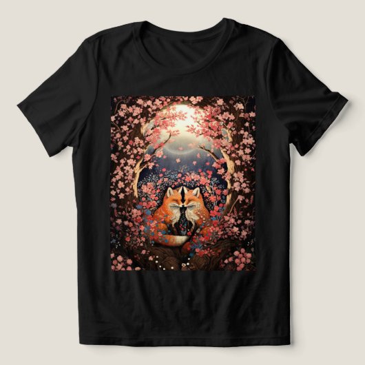 Foxes By Moonlight トライブレンドTシャツ (デザイン正面)
