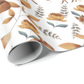 Foxes Flowers Greenery Botanical ラッピングペーパー (ロールコーナー)