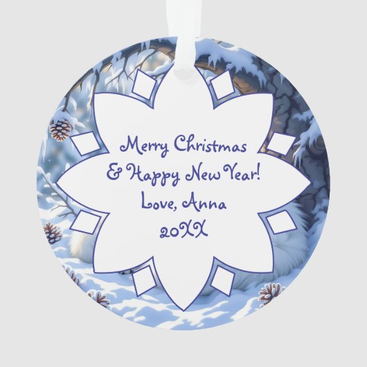 Foxes Themed Personalized Christmas オーナメント (裏面)