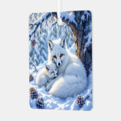 Foxes Themed Personalized Christmas メタルオーナメント (正面左)