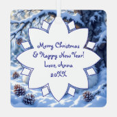 Foxes Themed Personalized Christmas メタルオーナメント (裏面)