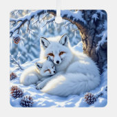 Foxes Themed Personalized Christmas メタルオーナメント (正面)