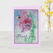 FoxgloveとBeeの水彩画でお礼を言う カード (黄色い花)