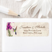 Foxgloveの花とハミングバードのガーデンアドレス ラベル (インサイチュ)