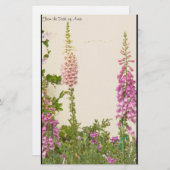 Foxgloveの花のパーソナライズな文房具 便箋 (正面/裏面)
