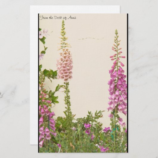 Foxgloveの花のパーソナライズな文房具 便箋 (正面/裏面)
