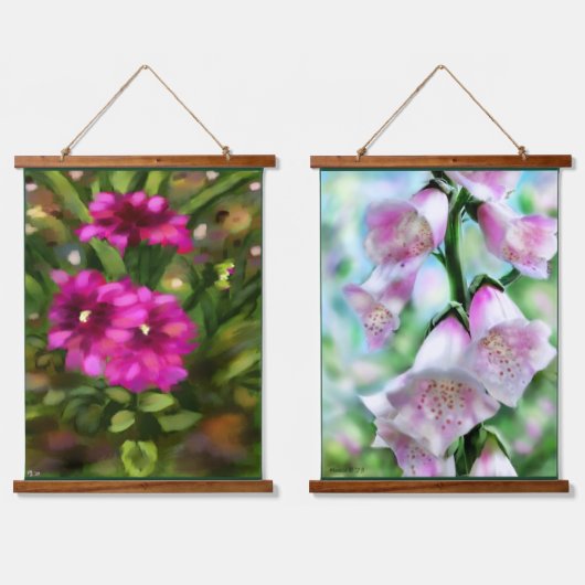 Foxgloveダリアフローラガーデンフラワーフラワーフラワーフラワーズ 吊り下げ型タペストリー (ダブル)