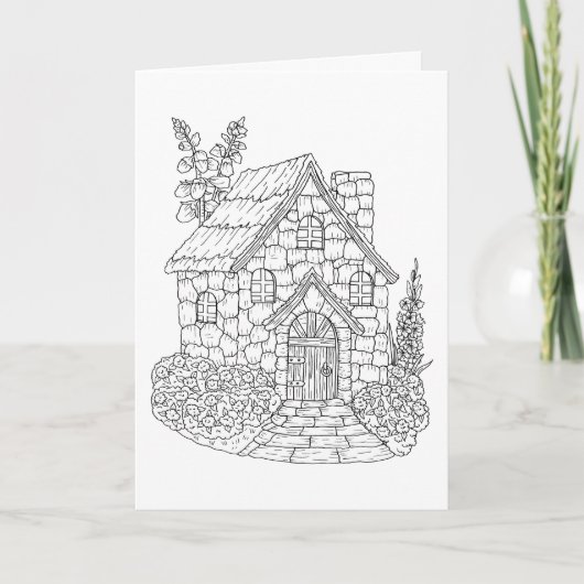 Foxglove妖精コテージ自分で色空白の付け ノートカード (正面)