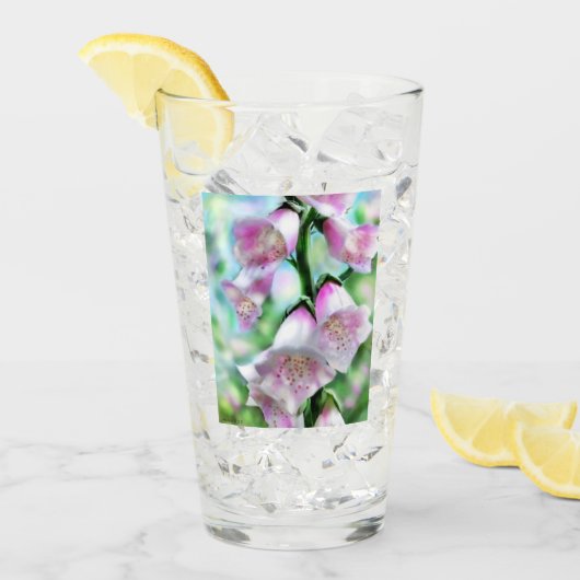 Foxglove花フローラピンクラベンダーグリーン花 タンブラーグラス (アイス正面)