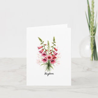 Foxglove Floral Blank Note Card ノートカード
