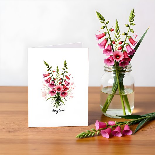 Foxglove Floral Blank Note Card ノートカード