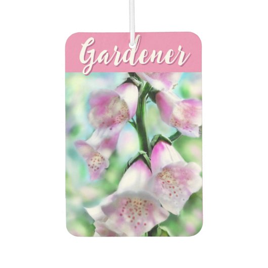 Foxglove Flowers Floral Pink Garden Personalized カーエアーフレッシュナー (正面)