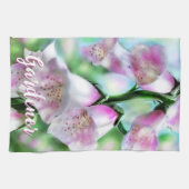 Foxglove Flowers Floral Pink Garden Personalized キッチンタオル (横)