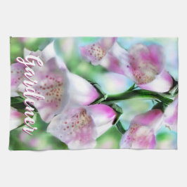 Foxglove Flowers Floral Pink Garden Personalized キッチンタオル