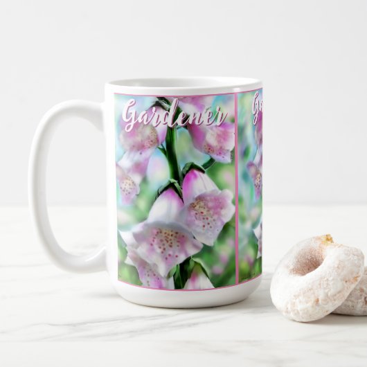 Foxglove Flowers Floral Pink Garden Personalized コーヒーマグカップ (ドーナツ)