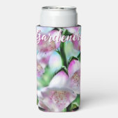 Foxglove Flowers Floral Pink Garden Personalized スリム缶クーラー (Seltzer裏面)