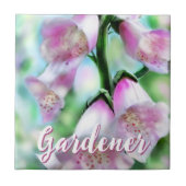 Foxglove Flowers Floral Pink Garden Personalized タイル (正面)