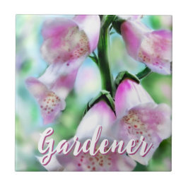 Foxglove Flowers Floral Pink Garden Personalized タイル