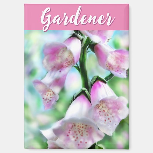 Foxglove Flowers Floral Pink Garden Personalized マグネット (正面)