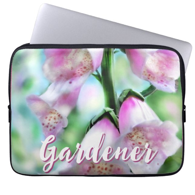 Foxglove Flowers Floral Pink Garden Personalized ラップトップスリーブ (正面)