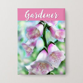 Foxglove Flowers Floral Pink Garden Personalized 缶バッジ