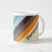 Foxglove Rust Stripes with Name ジャンボコーヒーマグカップ (正面右)