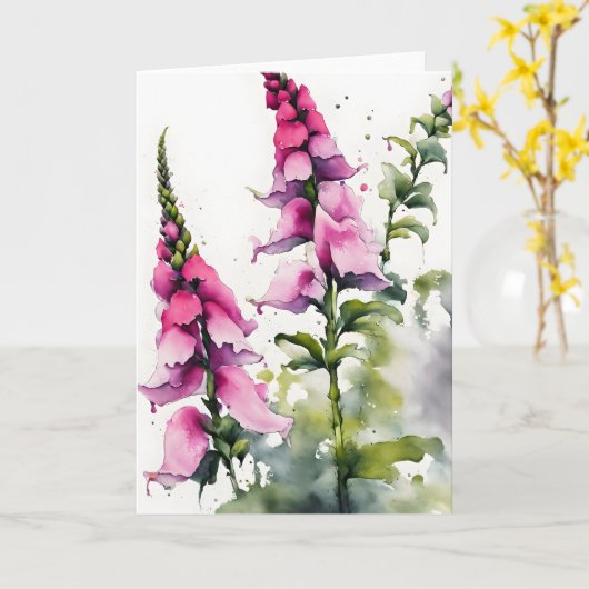 Foxglove - Watercolor flowers カード (黄色い花)